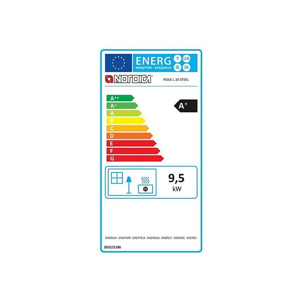 NORDICA - Cuisinière à Bois 9.5kw Noir Anthracite - ROSAL.16ACIER - large