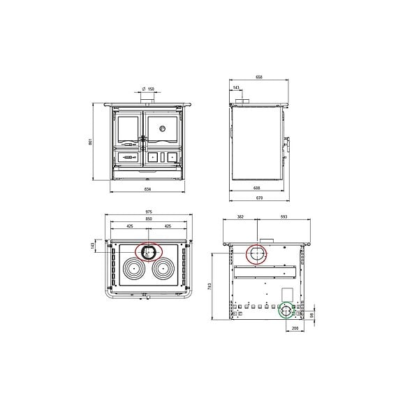 NORDICA - Cuisinière à Bois 9.5kw Noir Anthracite - ROSAL.16ACIER - large