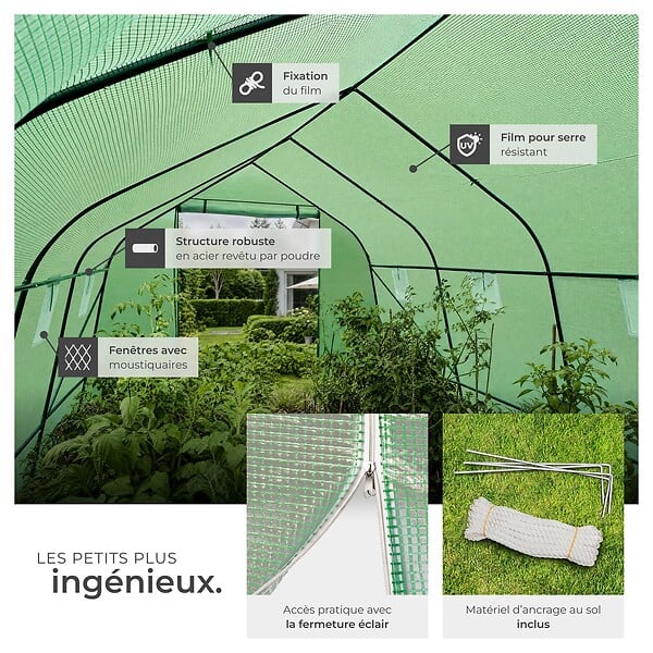 TECTAKE - Serre tunnel 18 m² 600x300x205cm vert - large