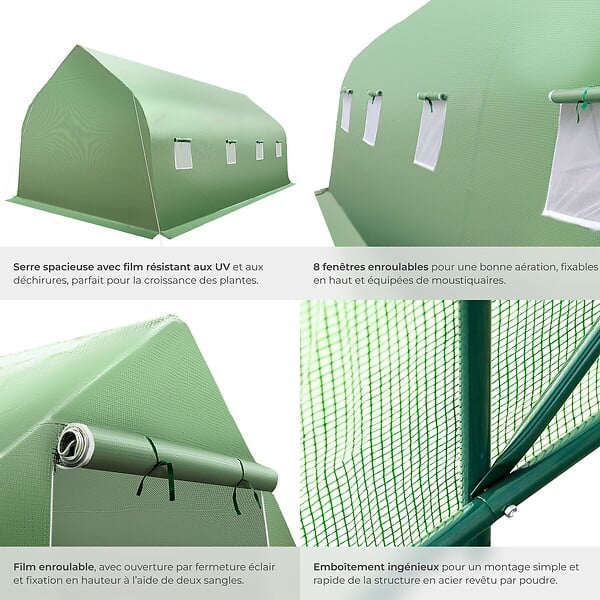 TECTAKE - Serre tunnel 18 m² 600x300x205cm vert - large