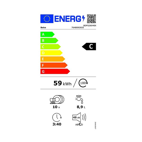BEKO - Lave-vaisselle 45cm 10 Couverts 45db Inox - BDFS26040X - large