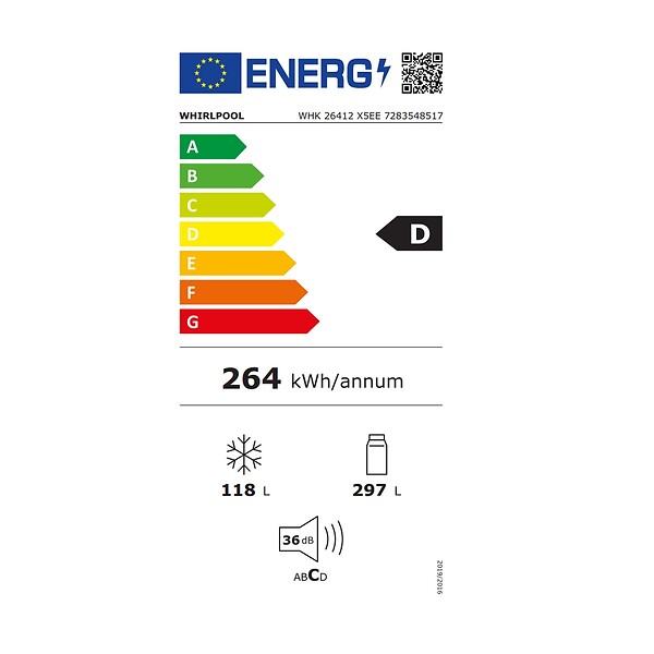 WHIRLPOOL - Réfrigérateur Combiné 60cm 415l Nofrost - WHK26412X5EE - large