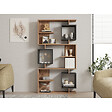 CONCEPT USINE - Bibliothèque design asymétrique 172cm effet bois et gris anthracite NALY - vignette