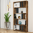 CONCEPT USINE - Bibliothèque 5 étagères effet bois noyer et gris anthracite BOBY - vignette