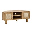 OVIALA - Meuble TV d'angle 120cm en rotin synthétique scandinave bois clair  - Adam - vignette