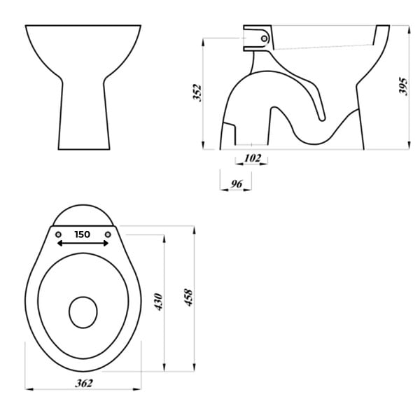 GODART - Cuvette WC à alimentation indépendante sortie verticale Atlas - large
