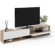 ID MARKET - Meuble TV 180 cm suspendu ELIO 2 portes avec étagère bois et blanc - vignette