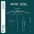 VOUNOT - Parasol de jardin inclinable avec aeration et sac bandouliere 270cm vert olive - vignette