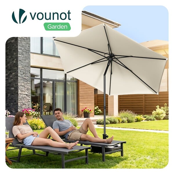 VOUNOT - Parasol de jardin inclinable avec aeration et sac bandouliere 270cm beige - large