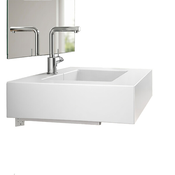 KIAMAMI VALENTINA - Lavabo 80 Cm Blanc Mat En Résine Avec Supports Muraux | Manchester - large