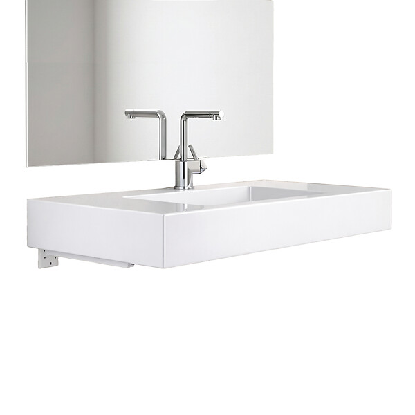 KIAMAMI VALENTINA - Lavabo 100 Cm Blanc Mat En Résine Avec Supports Muraux | Manchester - large