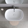 KIAMAMI VALENTINA - Meuble Salle De Bain Suspendu 120 Cm Blanc Brillant, Plan Béton, Miroir Et Lampe | Benaco - vignette