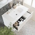 KIAMAMI VALENTINA - Meuble De Salle De Bain Suspendu 60Cm Blanc Façade Cannelée Avec Lavabo | Magnolia - vignette