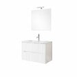 KIAMAMI VALENTINA - Meuble De Salle De Bain Suspendu 60Cm Blanc Façade Cannelée Avec Lavabo | Magnolia - vignette