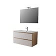 KIAMAMI VALENTINA - Meuble De Salle De Bain Suspendu 90 Cm Chêne Well Et Blanc | Budapest - vignette