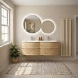KIAMAMI VALENTINA - Meuble De Salle De Bain Suspendu 140 Cm 4 Tiroirs Façade Courbe Chêne Doré | Los Angeles - vignette