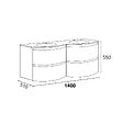 KIAMAMI VALENTINA - Meuble De Salle De Bain Suspendu 140 Cm 4 Tiroirs Façade Courbe Chêne Doré | Los Angeles - vignette