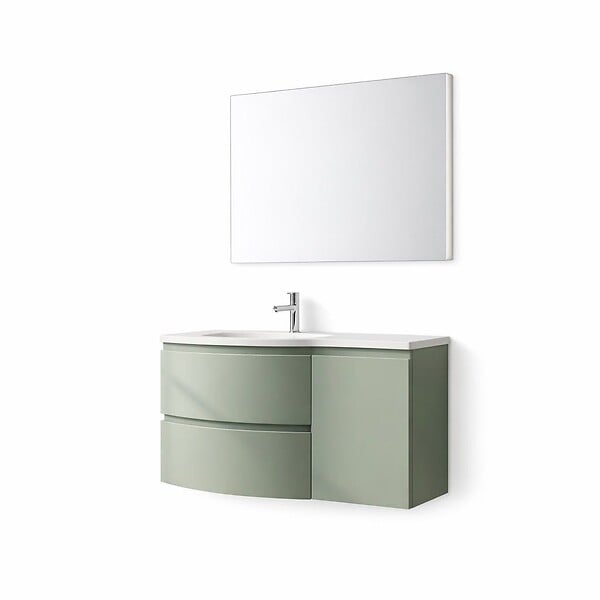 KIAMAMI VALENTINA - Meuble De Salle De Bain Suspendu 105 Cm Vert Sauge Avec Lavabo Gauche | Los Angeles - large