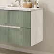 KIAMAMI VALENTINA - Meuble De Salle De Bain Suspendu 100Cm Chêne Givré Et Vert Sauge | Magnolia - vignette