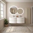 KIAMAMI VALENTINA - Meuble Salle De Bain Suspendu 140 Cm Courbe Blanc Brillant Moderne | Los Angeles - vignette