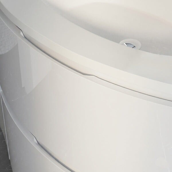 KIAMAMI VALENTINA - Meuble Salle De Bain Suspendu 140 Cm Courbe Blanc Brillant Moderne | Los Angeles - large