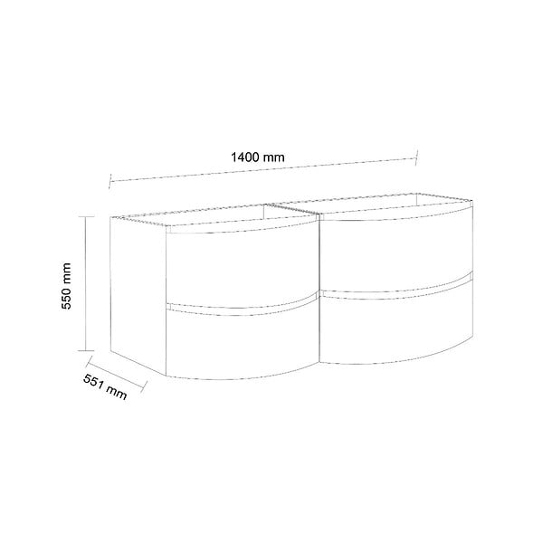 KIAMAMI VALENTINA - Meuble Salle De Bain Suspendu 140 Cm Courbe Blanc Brillant Moderne | Los Angeles - large
