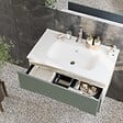 KIAMAMI VALENTINA - Meuble De Salle De Bain Suspendu 60Cm Chêne Glacé Et Vert Sauge | Magnolia - vignette