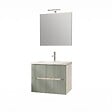 KIAMAMI VALENTINA - Meuble De Salle De Bain Suspendu 60Cm Chêne Glacé Et Vert Sauge | Magnolia - vignette