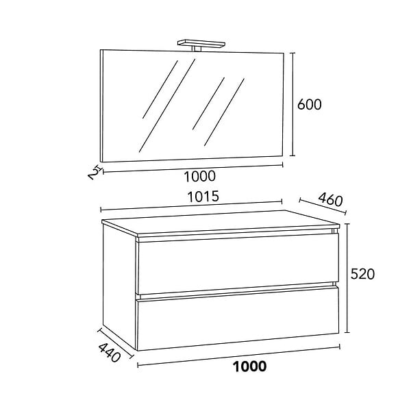 KIAMAMI VALENTINA - Meuble Salle De Bain Suspendu 100 Cm Blanc Export Avec Plan Chêne Naturel, Miroir Et Lampe | Berlin - large