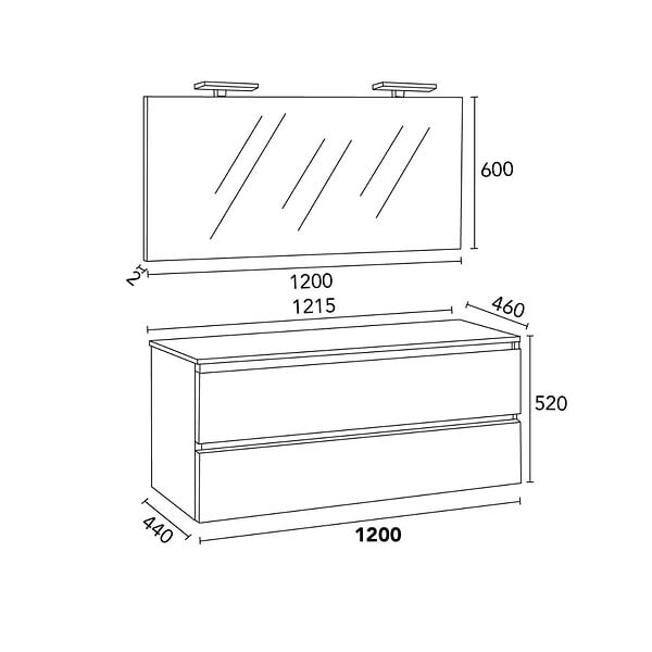 KIAMAMI VALENTINA - Meuble Salle De Bain Suspendu 120 Cm Blanc Brillant Avec Plan Chêne Et Miroir Avec Lampes | Benaco - large