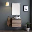 KIAMAMI VALENTINA - Meuble De Salle De Bain Suspendu 60Cm Avec Plateau Effet Béton, Miroir Et Lampe | Berlin - vignette