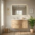 KIAMAMI VALENTINA - Meuble De Salle De Bain Suspendu Courbe 105Cm Chêne Doré Avec Vasque Gauche | Los Angeles - vignette