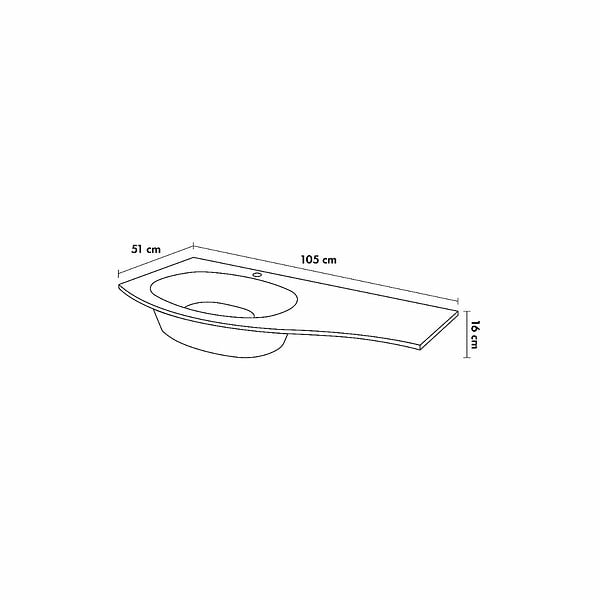 KIAMAMI VALENTINA - Meuble De Salle De Bain Suspendu Courbe 105Cm Chêne Doré Avec Vasque Gauche | Los Angeles - large
