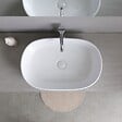 KIAMAMI VALENTINA - Meuble De Salle De Bain Suspendu 80 Cm Blanc Brillant Avec Plateau Effet Béton Moderne | Benaco - vignette