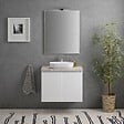 KIAMAMI VALENTINA - Meuble Salle De Bain Suspendu 60Cm Blanc Brillant Portes Avec Plan Effet Béton | Benaco - vignette
