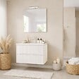 KIAMAMI VALENTINA - Meuble De Salle De Bain Suspendu 80Cm Blanc Avec Façade Cannelée Blanche | Magnolia - vignette