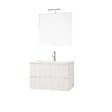 KIAMAMI VALENTINA - Meuble De Salle De Bain Suspendu 80Cm Blanc Avec Façade Cannelée Blanche | Magnolia - vignette