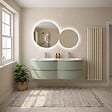 KIAMAMI VALENTINA - Meuble Salle De Bain Suspendu 140 Cm Courbe Vert Sauge Moderne | Los Angeles - vignette