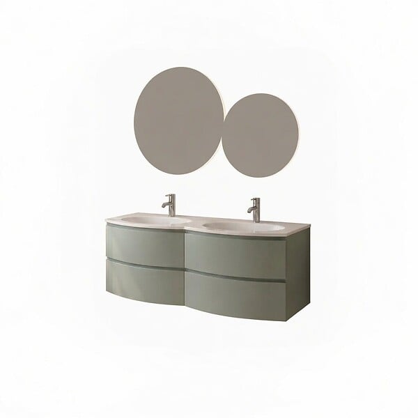 KIAMAMI VALENTINA - Meuble Salle De Bain Suspendu 140 Cm Courbe Vert Sauge Moderne | Los Angeles - large