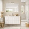 KIAMAMI VALENTINA - Meuble De Salle De Bain Suspendu 100Cm Blanc Avec Façade Cannelée Blanche | Magnolia - vignette