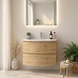 KIAMAMI VALENTINA - Meuble De Salle De Bain Suspendu 70 Cm Courbe Chêne Doré Moderne | Los Angeles - vignette