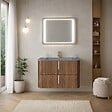 KIAMAMI VALENTINA - Meuble De Salle De Bain Suspendu 80Cm Finition Cannage Tabac Moderne | Hollywood - vignette