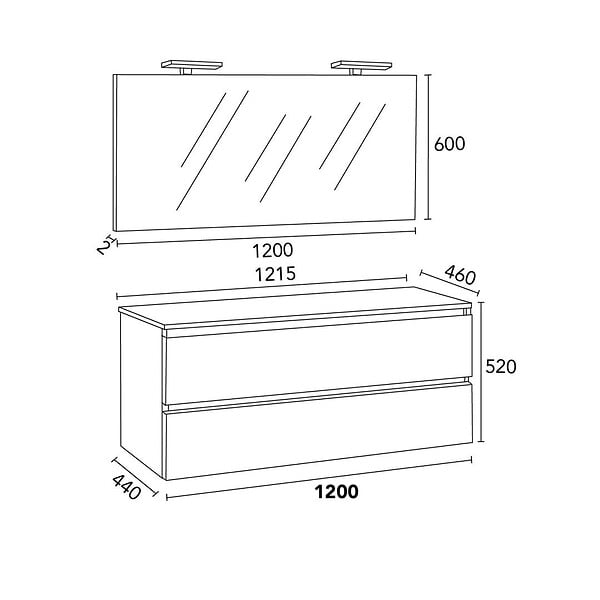 KIAMAMI VALENTINA - Meuble Salle De Bain Suspendu 120 Cm Blanc Export Avec Plan Chêne Naturel, Miroir 120X60 Et 2 Lampes | Berlin - large