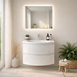 KIAMAMI VALENTINA - Meuble De Salle De Bain Suspendu 70 Cm Courbe Blanc Brillant Moderne | Los Angeles - vignette