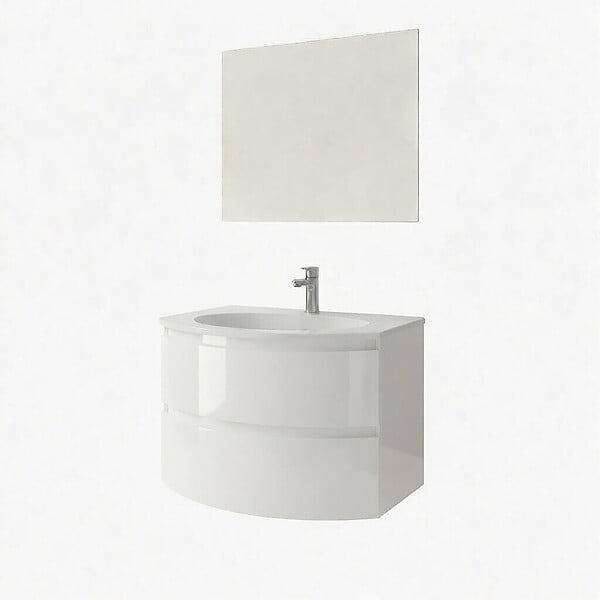 KIAMAMI VALENTINA - Meuble De Salle De Bain Suspendu 70 Cm Courbe Blanc Brillant Moderne | Los Angeles - large