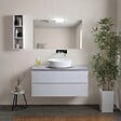 KIAMAMI VALENTINA - Meuble Salle De Bain Suspendu 100 Cm Blanc Export Avec Plan Béton Et Miroir Avec Lampe | Berlin - vignette
