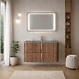 KIAMAMI VALENTINA - Meuble De Salle De Bain Suspendu 100 Cm Finition Cannage Tabac Moderne | Hollywood - vignette