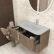 KIAMAMI VALENTINA - Meuble De Salle De Bain Suspendu 100 Cm Finition Cannage Tabac Moderne | Hollywood - vignette