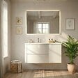 KIAMAMI VALENTINA - Meuble Salle De Bain Suspendu 105Cm Blanc Brillant Porte Droite | Los Angeles - vignette