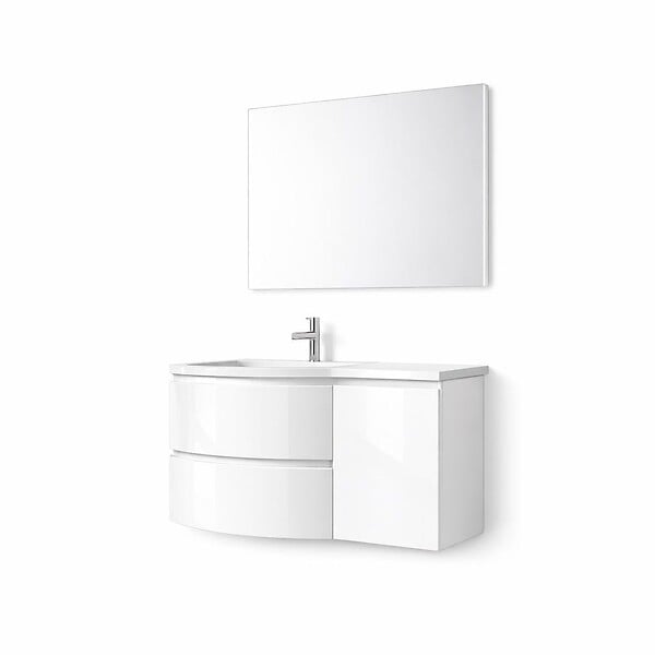KIAMAMI VALENTINA - Meuble Salle De Bain Suspendu 105Cm Blanc Brillant Porte Droite | Los Angeles - large